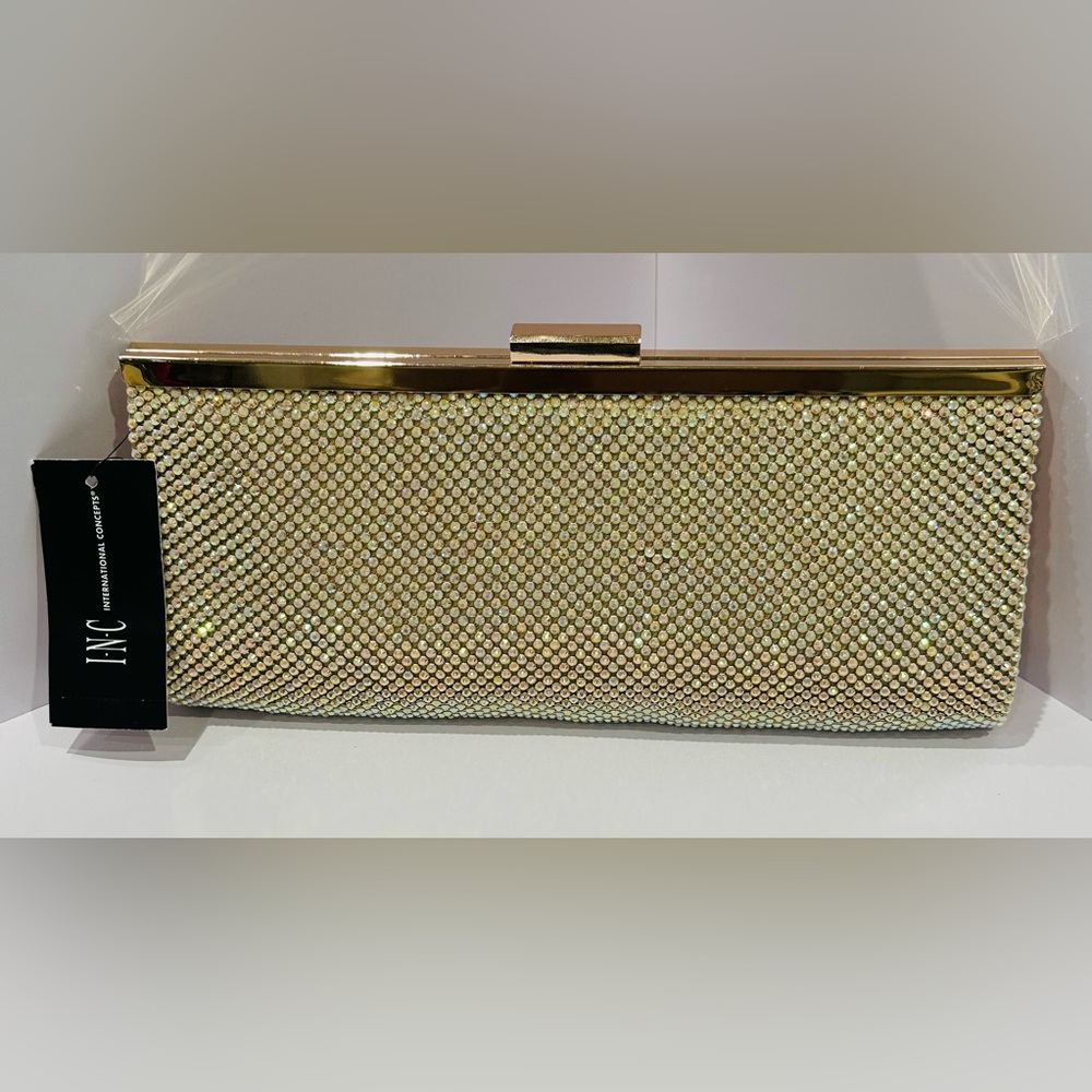 Inc International Gold Rhinestone Clutch